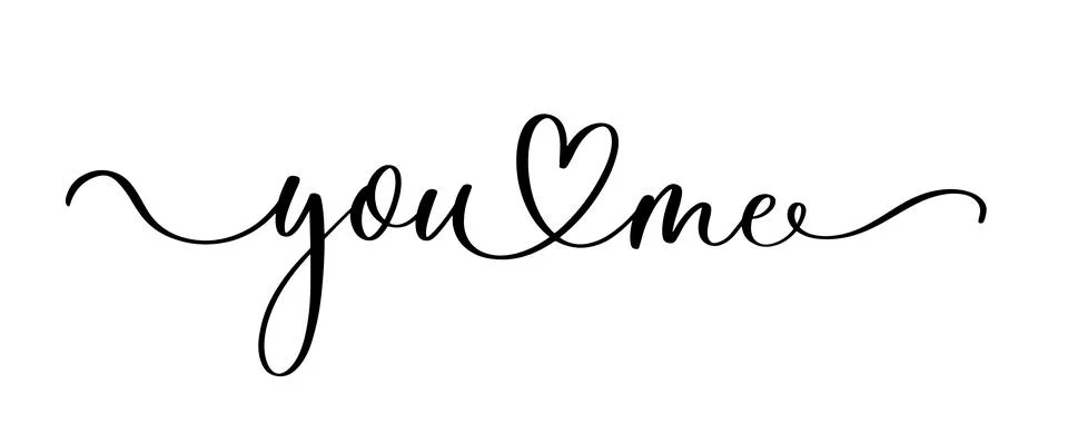 You Me. Continuous line script cursive calligraphy text inscription for poste 스톡 일러스트