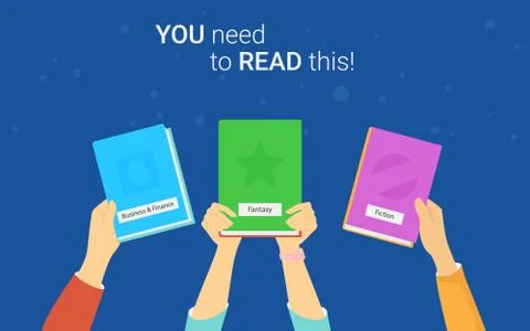 You need to read this book concept vector illustration of young people reading Illustrazione stock
