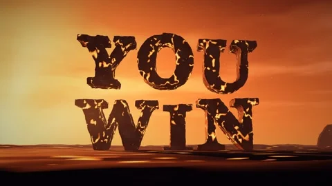 You Win Basalt Letters with Molten Lava Glowing in the Cracks on a Volcanic Stock Footage 341855406