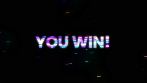 You win glitch text. Anaglyph 3D effect. Technological retro background. Motion Vídeos de archivo 158824288