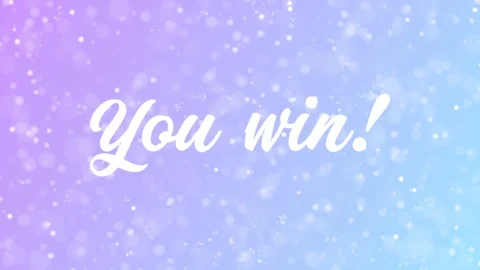 You win Greeting card text with beautiful snow and stars particles Stock Footage 98374256