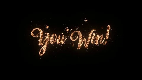 You Win greeting text with particles and sparks isolated on black background Stock Footage 85366905