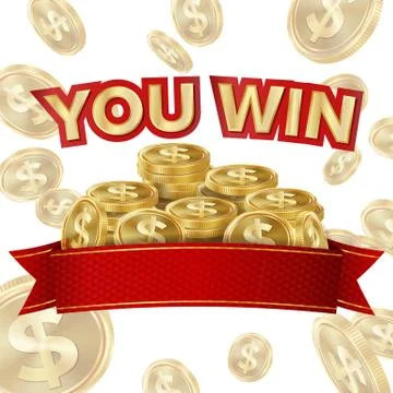 You Win Screen Isolated . ackground For Online Casino, Gambling Club, Poker Stock Illustration