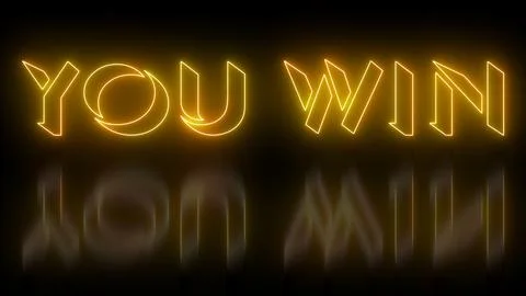 You Win text animation in high resolution. Easy to put into any video. Neon.. Stock Illustration
