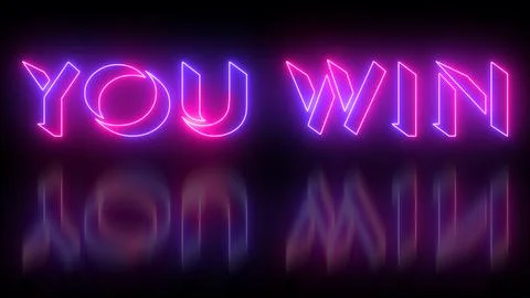 You Win text animation in high resolution. Easy to put into any video. Neon.. Stock Illustration