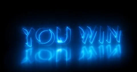 You Win text animation. Neon-colored You Win text with glowing neon is perf.. Stock Illustration