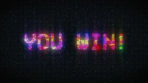 YOU WIN text glitch effects concept for video games screen Stock Illustration