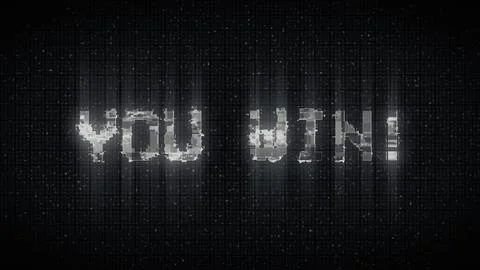 YOU WIN text glitch effects concept for video games screen Stock Illustration