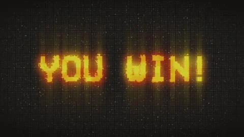 YOU WIN text glitch effects concept for video games screen Stock Illustration