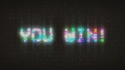 YOU WIN text glitch effects concept for video games screen Stock Illustration