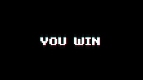 You win text glitch screen effect looped animation title video game Vidéo 313020956