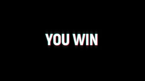 You win text glitch screen effect looped animation title video game Stock Footage 313020959