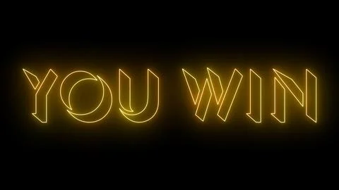 You Win text illustration. Easy to put into any video. Neon-colored text wi.. Stock Illustration