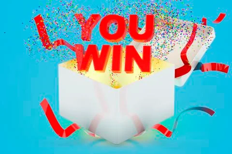 You Win text inside gift box. 3D rendering Stock Illustration