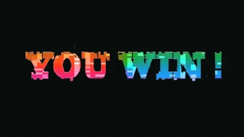 You Win Text Old Tv Videogame Glitch Interference Colored Background Stock Footage 99514487