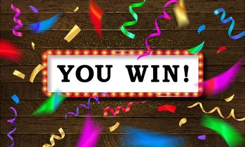 You Win text over color golden confetti Stock Illustration