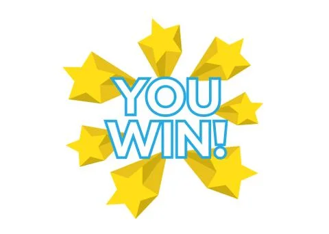 You Win vector card. Win stars background Stock Illustration