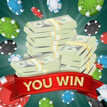 You Win. Winner Background Vector. Gambling Poker Chips Lucky Jackpot Illustrazione stock