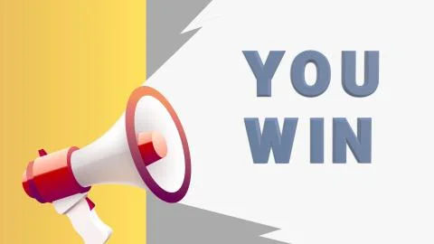 You win word concept 3d illustration with megaphone for use landing page, Stock Illustration