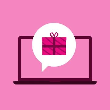 You won a gift. Bubble message on the laptop Stock Illustration