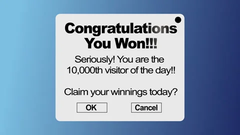You Won! Scam Popup Ad Animation 4K UHD Stock Footage 312295477