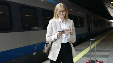 Train 2S Girl Stock Footage Royalty - Young 30s Woman Using Smartphone Footage 200999787 Iconl