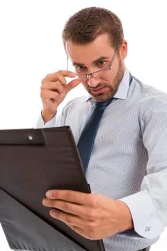Young accountant looking at documents Stock Photos