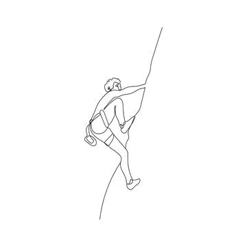 Young active man climbing on mountain grip. 库存插图