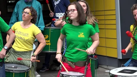 Young active people playing drums. Stock Footage 108750509