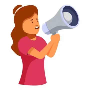 Young activist making announcement using megaphone for protest or strike Stock Illustration