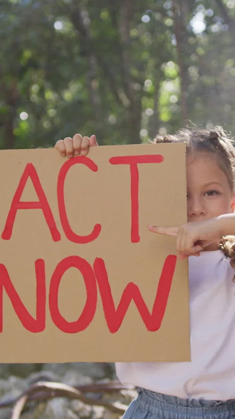 Young activist urges immediate action for global environment protection, act now Video stock 293326787