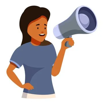 Young activist using megaphone for demonstration speech Stock Illustration