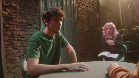 Young Actor Performing on Stage during Rehearsal Stock Footage 247799486