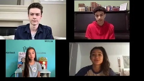 Young actors are interviewed for Cirque Du Soliels 'Big Top Academy' - 2020 Stock Footage 138633725