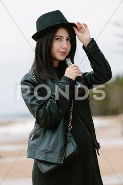 Young adult beautiful brunette woman Stock Photos