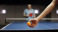 Man playing table tennis with robot auto, Stock Video