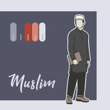 Young Adult Muslim Man Vector Illustration Part 3 Stock Illustration