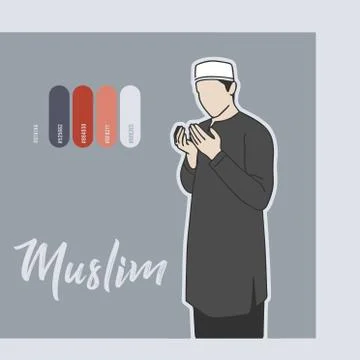 Young Adult Muslim Man Vector Illustration Part 4 Stock Illustration