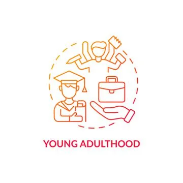 Young adulthood red concept icon Stock Illustration