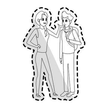 Young adults having conversation icon image Stock Illustration