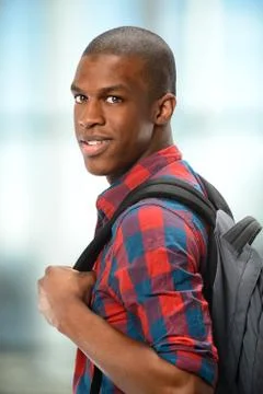 Young african american with backpack Stock Photos