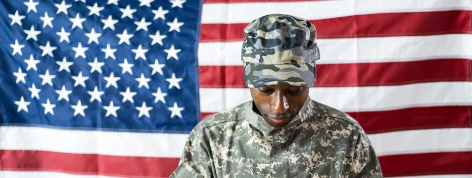 Young African American Military Soldier Veteran Stock Photos