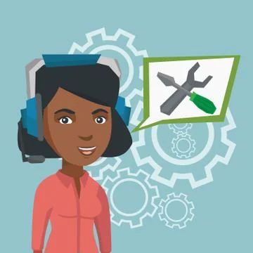 Young african-american technical support operator. Stock Illustration