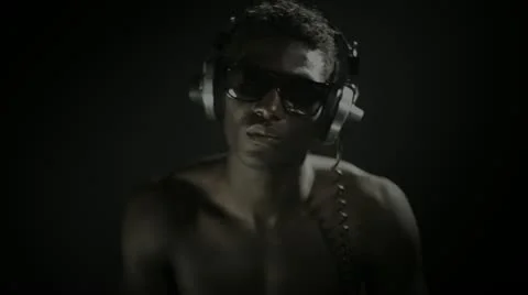 Young african cool disco guy Stock Footage