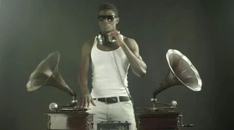 Young african cool disco guy Video stock 11910076