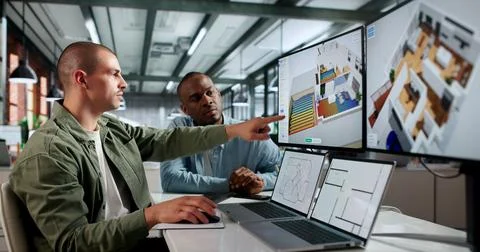 Young African HVAC Engineer Analyzes Thermal Load And Airflow Using Laptop So Stock Photos
