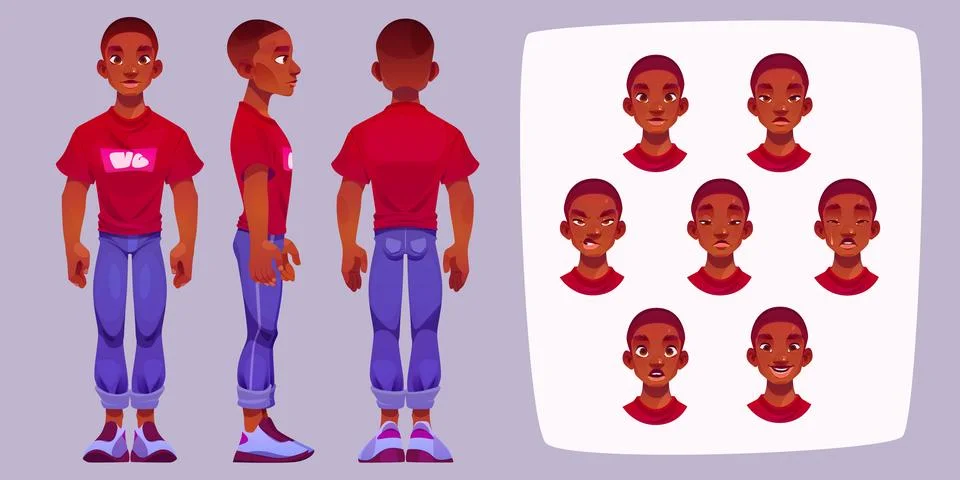 Young african man character constructor Stock Illustration