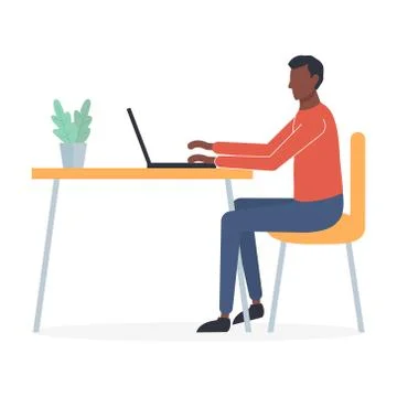 Young african man freelancer working on laptop Stock Illustration