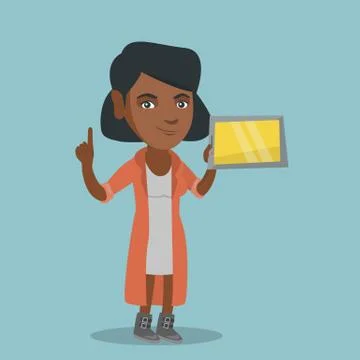 Young african student using a tablet computer. イラスト素材