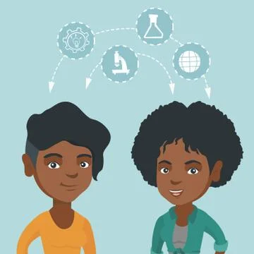 Young african students sharing with the ideas. Stock Illustration